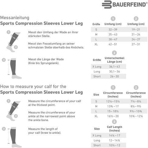 Bauerfeind Sports Compression Lower Leg Calf Sleeves (1 Pair) - Improved Circulation, Airknit Fabric Breathable, Washable in Saudi Arabia