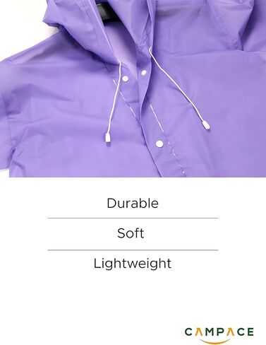 CAMPACE Kids Raincoat - Rain Poncho Kids for Boys and Girls with Hood - Portable Reusable Raincoats - Rain Jacket - EVA - 2 Packs Purple in Kuwait