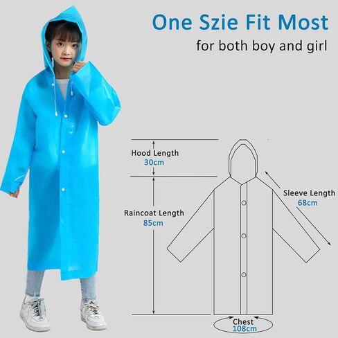 10 عبوات من معاطف المطر للأطفال من مادة EVA قابلة لإعادة الاستخدام مع غطاء رأس وأكمام سترات المطر المحمولة للأطفال الأولاد والبنات، 5 ألوان in Kuwait
