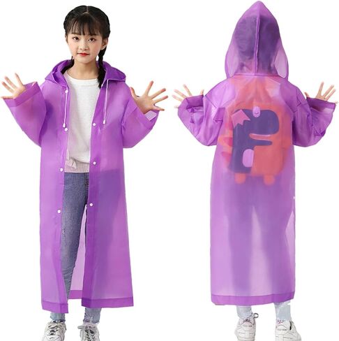 10 عبوات من معاطف المطر للأطفال من مادة EVA قابلة لإعادة الاستخدام مع غطاء رأس وأكمام سترات المطر المحمولة للأطفال الأولاد والبنات، 5 ألوان in Kuwait