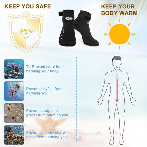 Gimilife Neoprene Socks, 3MM Water Socks for Women Men, Waterproof Diving Wetsuit Socks in Saudi Arabia