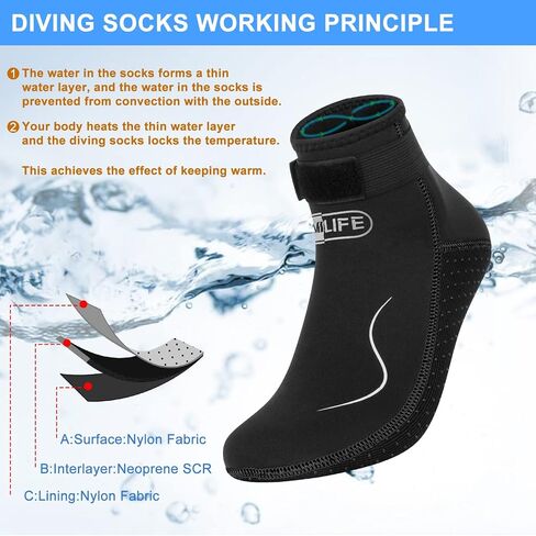 Gimilife Neoprene Socks, 3MM Water Socks for Women Men, Waterproof Diving Wetsuit Socks in Saudi Arabia