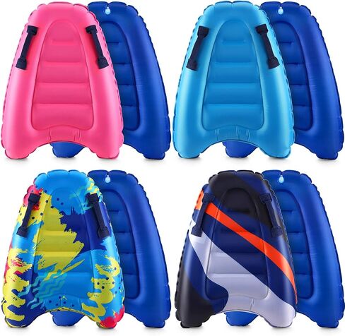 4 Pieces Inflatable Surf Body Boards with Handles Beach Floating Surfboard Lightweight Portable Bodyboard Water Sport Pool Inflatable Surfboard for Adult Summer Beach Surfing Swimming, 4 Styles in Saudi Arabia