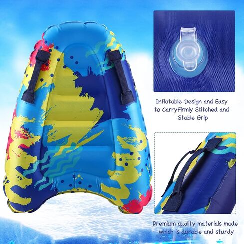 4 Pieces Inflatable Surf Body Boards with Handles Beach Floating Surfboard Lightweight Portable Bodyboard Water Sport Pool Inflatable Surfboard for Adult Summer Beach Surfing Swimming, 4 Styles in Saudi Arabia