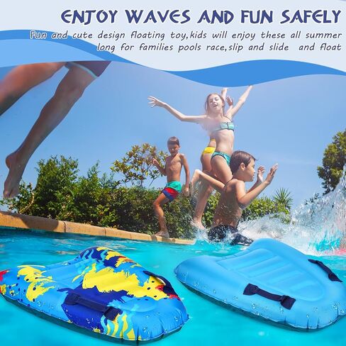 4 Pieces Inflatable Surf Body Boards with Handles Beach Floating Surfboard Lightweight Portable Bodyboard Water Sport Pool Inflatable Surfboard for Adult Summer Beach Surfing Swimming, 4 Styles in Saudi Arabia