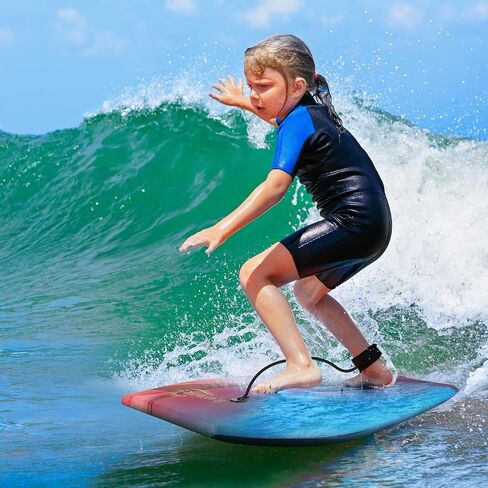 Body Board Lightweight with EPS Core, HDPE Slick Bottom, Leash & Adjustable Wrist Rope, Great Surfing for Kids and Adults in Saudi Arabia