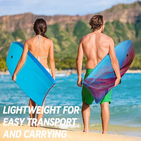 Body Board Lightweight with EPS Core, HDPE Slick Bottom, Leash & Adjustable Wrist Rope, Great Surfing for Kids and Adults in Saudi Arabia