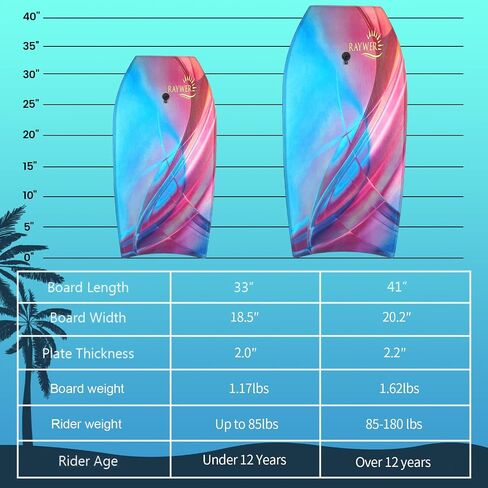 Body Board Lightweight with EPS Core, HDPE Slick Bottom, Leash & Adjustable Wrist Rope, Great Surfing for Kids and Adults in Saudi Arabia