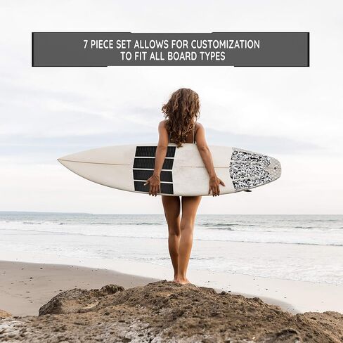 منصات جر Shaka Pro EVA لركوب الأمواج (الأمامية والخلفية) - 7 قطع قابلة للتعديل مع لاصق 3M - أقصى قبضة ماسية مع شريط الركل والقوس - تناسب جميع أحجام الألواح in Kuwait