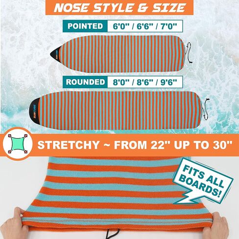 SUN CUBE Surfboard Sock Cover, Protective Surf Bag for Surfing Board, Light Stretchy Surfbag Sock Sleeve for Longboard, Hybrid, Shortboard in Saudi Arabia