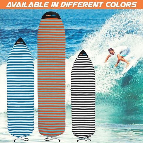 SUN CUBE Surfboard Sock Cover, Protective Surf Bag for Surfing Board, Light Stretchy Surfbag Sock Sleeve for Longboard, Hybrid, Shortboard in Saudi Arabia