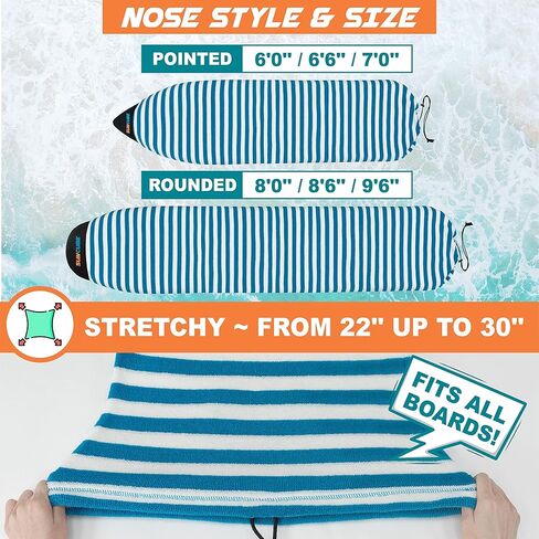 SUN CUBE Surfboard Sock Cover, Protective Surf Bag for Surfing Board, Light Stretchy Surfbag Sock Sleeve for Longboard, Hybrid, Shortboard in Kuwait