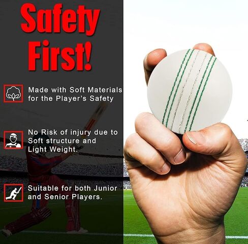 كرات الكريكيت البيضاء للتدريب والتدريب والتمرين ومهارات الارتداد الممتازة كرة كريكيت مطاطية إسفنجية ناعمة مع درزات تقليدية متينة مخيطة لجميع اللاعبين من الأعمار in Kuwait