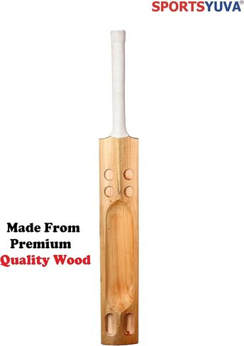 SportsYuva Hard Tennis Kashmir Willow Cricket Bat من الخشب الطبيعي مع غطاء مضرب مجاني in Kuwait