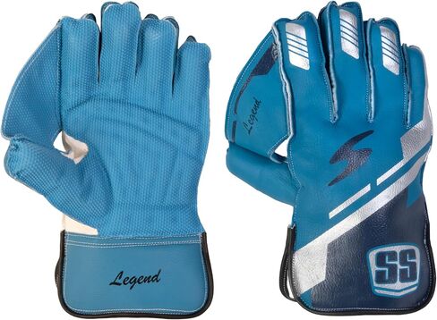 قفازات SS Legend Premium Cricket Wicket Keeping Gloves للرجال مقاس (خيارات الألوان الأحمر والأزرق والفضي والأسود) in Saudi Arabia