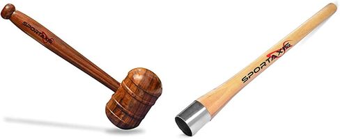 مخروط بمقبض مضرب الكريكيت الخشبي وأداة توزيع المقبض مع مطرقة الخفاش - حزمة كومبو باللون البني المتوسط ​​- معدات متينة لاستخدام الخفافيش طويل الأمد in Kuwait