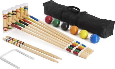 مجموعة ألعاب الكروكيه الملونة الفاخرة للاستخدام في الهواء الطلق من Yard Games مع 6 مطارق للاعبين، لعبة سهلة في الفناء الخلفي أو الشاطئ أو الحديقة الصيفية لجميع الأعمار ومستويات المهارة in Kuwait