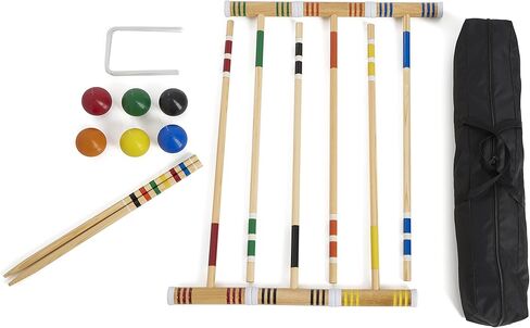 مجموعة ألعاب الكروكيه الملونة الفاخرة للاستخدام في الهواء الطلق من Yard Games مع 6 مطارق للاعبين، لعبة سهلة في الفناء الخلفي أو الشاطئ أو الحديقة الصيفية لجميع الأعمار ومستويات المهارة in Kuwait