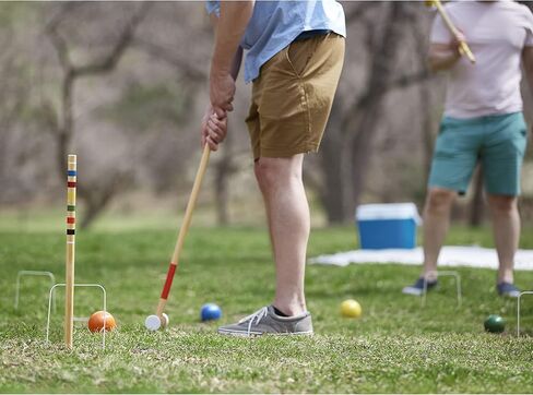 مجموعة ألعاب الكروكيه الملونة الفاخرة للاستخدام في الهواء الطلق من Yard Games مع 6 مطارق للاعبين، لعبة سهلة في الفناء الخلفي أو الشاطئ أو الحديقة الصيفية لجميع الأعمار ومستويات المهارة in Kuwait