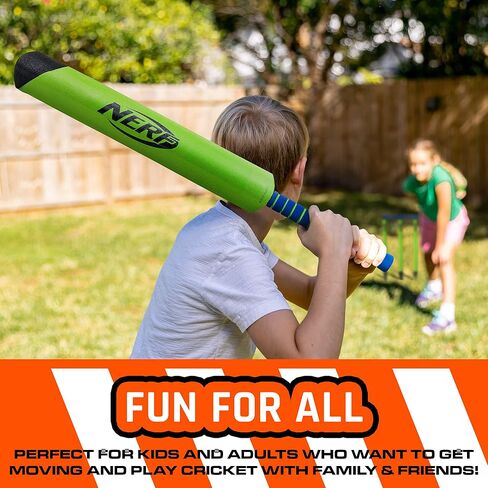 مجموعة لعبة الكريكيت الرغوية من Nerf - مجموعة لعبة الكريكيت الكاملة للمبتدئين مع مضرب كريكيت رغوي مقاس 30 بوصة، (2) كرات إسفنجية + (3) ويكيت بلاستيكية - مثالية للبالغين والأطفال + المبتدئين - مجموعة كريكيت رغوية كاملة in Saudi Arabia