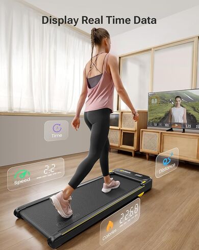 جهاز مشي UREVO تحت المكتب، وسادة مشي للمنزل/المكتب، جهاز مشي محمول 2.25 حصان، آلة الركض للمشي بسعة وزن 265 رطل، شاشة LED للتحكم عن بعد باللون الأسود in Kuwait