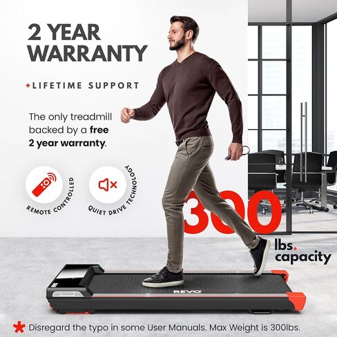 REVO Walking Pad Treadmill for Home with Remote | Portable Under Desk Treadmills with 0.5-4mph Speed Range | 300lbs Max Weight & 6ft 6in Max Height | Backed by 2 Year Promise in Saudi Arabia