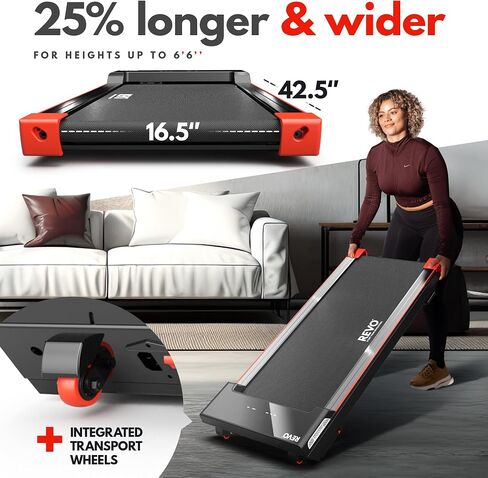 REVO Walking Pad Treadmill for Home with Remote | Portable Under Desk Treadmills with 0.5-4mph Speed Range | 300lbs Max Weight & 6ft 6in Max Height | Backed by 2 Year Promise in Saudi Arabia