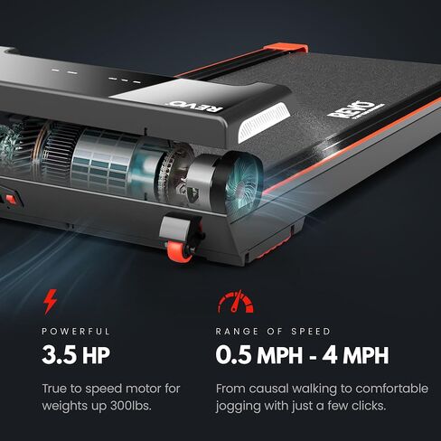 REVO Walking Pad Treadmill for Home with Remote | Portable Under Desk Treadmills with 0.5-4mph Speed Range | 300lbs Max Weight & 6ft 6in Max Height | Backed by 2 Year Promise in Saudi Arabia