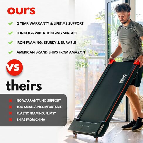 REVO Walking Pad Treadmill for Home with Remote | Portable Under Desk Treadmills with 0.5-4mph Speed Range | 300lbs Max Weight & 6ft 6in Max Height | Backed by 2 Year Promise in Saudi Arabia