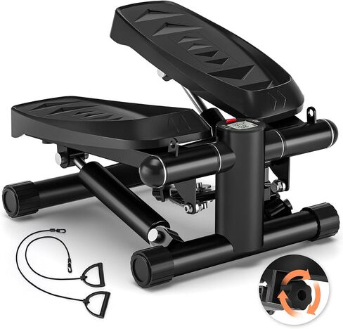 خطوات للتمرين، سلالم بارتفاع دواسات قابلة للتعديل مع أشرطة مقاومة للياقة البدنية المنزلية، خطوات صغيرة مع محمل تحميل يصل إلى 330 رطل كحد أقصى، معدات تمارين منزلية محمولة in Kuwait