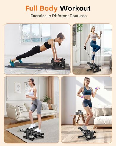 خطوات للتمرين، سلالم بارتفاع دواسات قابلة للتعديل مع أشرطة مقاومة للياقة البدنية المنزلية، خطوات صغيرة مع محمل تحميل يصل إلى 330 رطل كحد أقصى، معدات تمارين منزلية محمولة in Kuwait