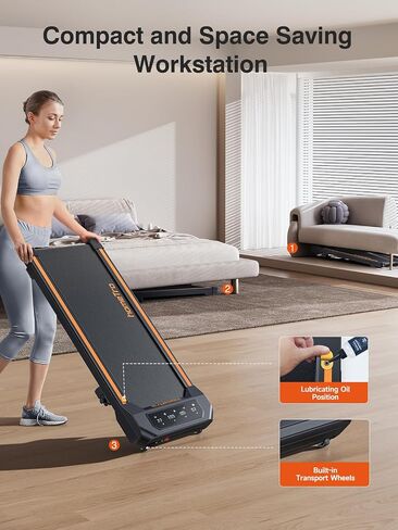 2.5HP Walking Pad with Incline, Compact Treadmill for Home/Office, Portable Under Desk Treadmills 300lbs for Jogging/Running, with LED Display/APP&Remote Control/Handy Lube Hole, Assembly Free in Saudi Arabia