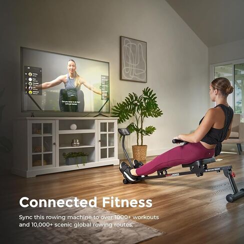 آلة التجديف المدمجة القابلة للتعديل من Sunny Health & Fitness مع 12 مستوى من المقاومة الكاملة لتمرين الجسم والاتصال المحسن بتطبيق SunnyFit الاختياري in Saudi Arabia