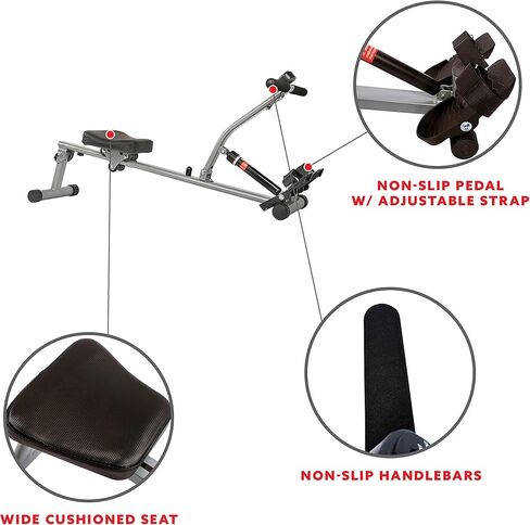 Sunny Health & Fitness Compact Adjustable Rowing Machine with 12 Levels of Complete Body Workout Resistance and Optional SunnyFit App Enhanced Connectivity in Kuwait