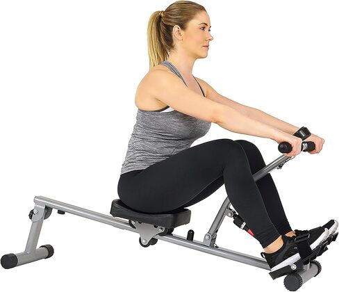 Sunny Health & Fitness Compact Adjustable Rowing Machine with 12 Levels of Complete Body Workout Resistance and Optional SunnyFit App Enhanced Connectivity in Kuwait