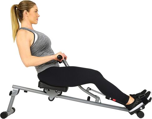 Sunny Health & Fitness Compact Adjustable Rowing Machine with 12 Levels of Complete Body Workout Resistance and Optional SunnyFit App Enhanced Connectivity in Kuwait