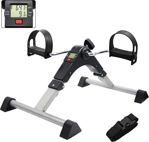 جهاز تمرين بدواسة محمول قابل للطي من Hausse مع شاشة إلكترونية، أسود in Kuwait