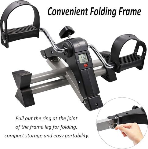 جهاز تمرين بدواسة محمول قابل للطي من Hausse مع شاشة إلكترونية، أسود in Kuwait