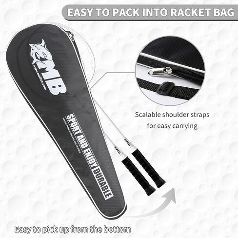 مجموعة مضارب كرة الريشة مع مضاربين من ألياف الكربون، و3 كرات الريشة، وشريطين لمقبض المضرب، وحقيبة كرة الريشة - مثالية للمبتدئين والألعاب الخارجية in Kuwait