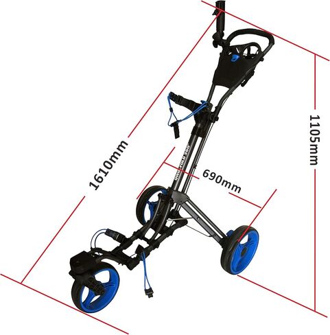 360 Swivel 3 Wheel Push Pull Golf Cart with 360 Rotating Front Wheel, One Second to Open and Close Folding Cart, Collapsible Cart in Saudi Arabia