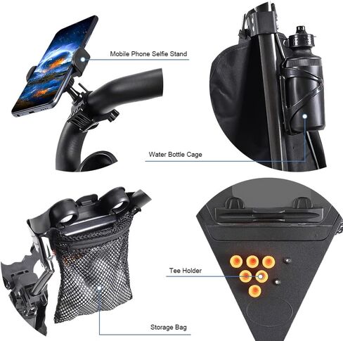 LTY Golf Push Cart, 3 Wheels Folding Golf cart with Foot Brake & Phone Holder & Waterproof Cooler Bag, Portable Lightweight Quick Open Fold Golf Cart, Adjustable Handle in Kuwait