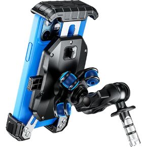 Kewig Motorcycle Fork Stem Phone Mount Holer with Vibration Dampener, [No Scratches Camera] Anti-Theft Motorcycle Cell Phone Holder, Fits for Fork Stem Tubes 12-25.4mm in Diameter, for 5.5-7.2" Phone