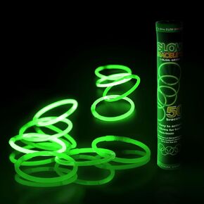 P75 8 Inch Glow Stick Bracelets White Glowsticks - 50 Count