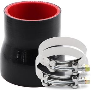 2-1/2 to 3 inches Straight Black Silicone Reducer Coupler with 2 T-Bolt Clamps 4 Layers of Polyester Reinforcement Suitable High Level Turbo Pipe