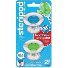 Steripod Clip-On Toothbrush Protector, Keeps Toothbrush Fresh and Clean, Fits Most Manual and Electric Toothbrushes, Pink and Blue, 2 Count (Pack of 1) in Saudi Arabia