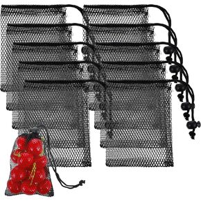 10PCS Small Mesh Bags Drawstring Black Mesh Drawstring Bag Mini Nylon Net Bags with Drawstrings Small Travel Stuff Tennis Ball Golf Bags 5.5 x 4 inch