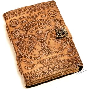 Handmade Artisan Ouija Grimoire Leather Journal for Spirit Communication, Witchcraft and Magic Leather Notebook with Deckle Edge Paper 200 pages, Witch Planner Diary Eo-Friendly TheGiftsConnect