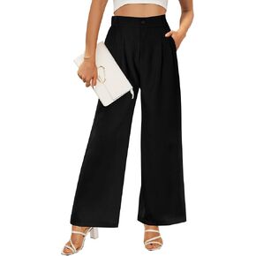 Women's Wide Straight Leg Pants in The Back Business Work Long Casual Pants