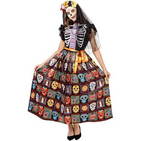 Funnlot Day of The Dead Costumes Women Skull Dress Skeleton Costume for Women Halloween Dress up with Face Tattoos
