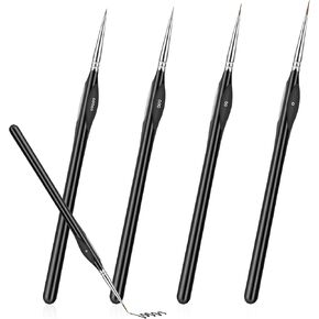 Jeffdad Miniature Paint Brushes Kit, Fine Detail Paint Brush Miniature Mini Paints Brush Set for Oil, Watercolor, Face, Acrylic, Nail, Line Drawing, Scale Model Painting(4PCS)